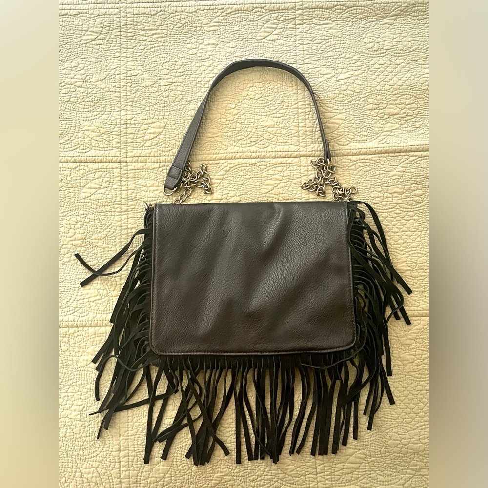 Black fringe bag